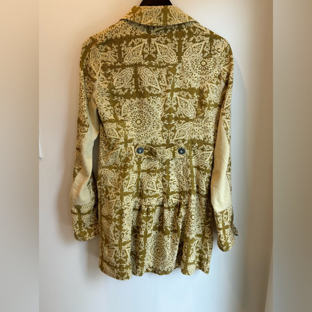 FREE PEOPLE Tan Floral Damask Trench Size XS - Picture 4 of 11